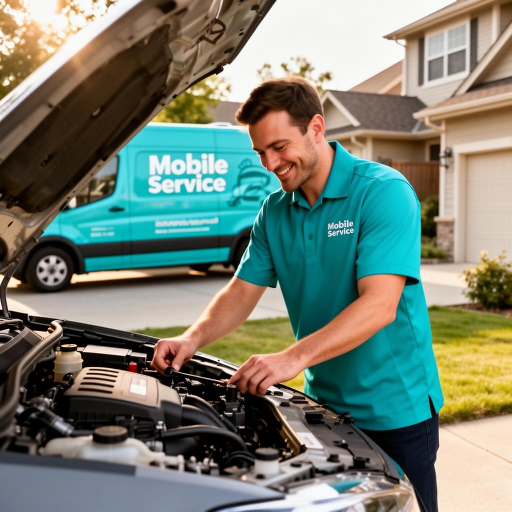 A Roadscue technician helping a customer with her car